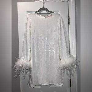 Anthropologie Hutch White Sequin Mini Dress